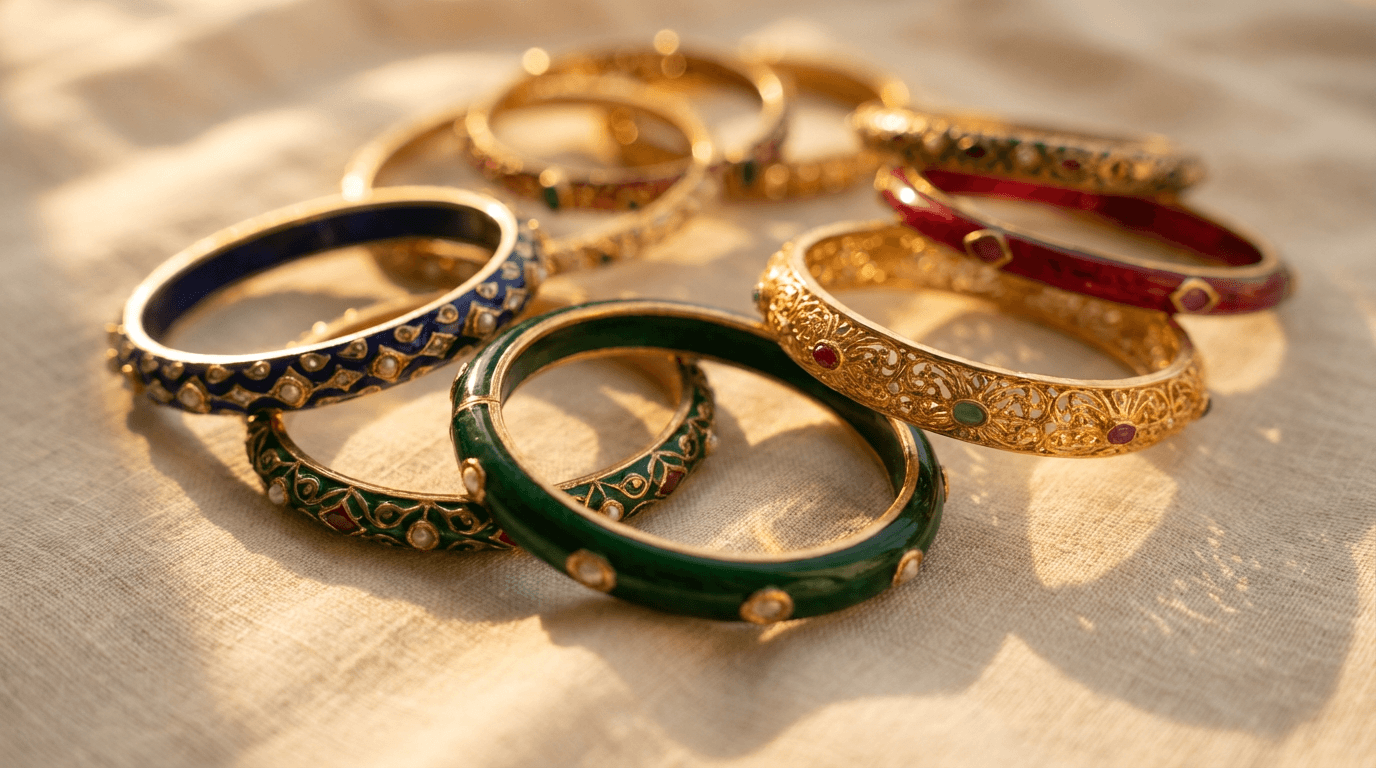रत्नों के साथ सजा हुआ कस्टमाइज़्ड गोल्ड ब्रेसलेट